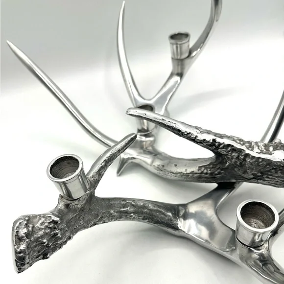 Antler Candle Holder, Silver Aluminum. Holds four candles. - Picture 9 of 16